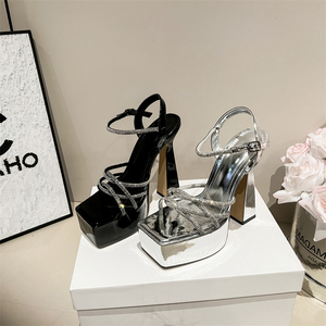 รองเท้าส้นสูงแบบเปิดนิ้วเท้าสไตล์ไฮโซสุดหรูหราประดับเข็มขัดเซ็กซี่ ปี 2024 - Product Image 6