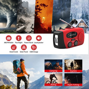 Radio météo d'urgence 2000mAh Li-ion solaire à manivelle AM/FM/SW/NOAA avec lampe torche, haut-parleur intégré et chargement USB en plastique - Product Image 3