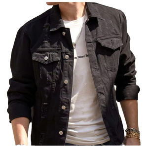 Chaqueta Vaquera Desgastada Informal Vintage para Hombre, Primavera, Otoño e Invierno 2025, Impermeable, Transpirable, Color Personalizado - Product Image 2