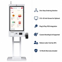 Kiosque de commande et de paiement en libre-service pour intérieur, 21,5, 27 et 32 pouces, avec imprimante thermique, lecteur de codes-barres, lecteur de codes QR et écran tactile capacitif