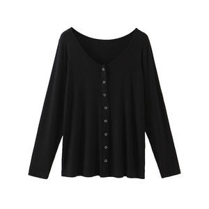 Cárdigan de Punto de Algodón Acanalado de Color Sólido para Mujer, Talla Grande, Marca Naco, Transpirable, Informal, Estilo Simple y Moderno - Product Image 5