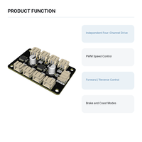Module de commande de moteur DC à quatre canaux, contrôle de vitesse PWM, carte de freinage avant/arrière pour voiture robot 4WD Arduino
