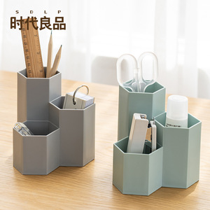 Hexagonal Pen Holder Plastic Storage Box Marker Organizer Large Capacity Desk Organizer For Office And Home Use - Product Image 1
