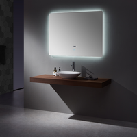 Miroir de salle de bain intelligent à LED anti-buée avec rétroéclairage, capteur tactile, lumière à intensité variable, horloge numérique, montage mural