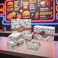 Nouvelle conception d'emballages pour la restauration rapide, boîtes en papier pour hamburgers à emporter, boîtes à hamburgers personnalisées en kraft blanc