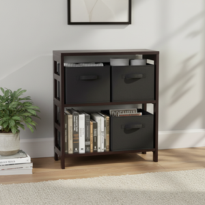 Capri mensola 2 sezioni M 4 cestini in tessuto nero pieghevoli inclusi - Product Image 3