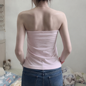 เสื้อเกาะอกผ้าลูกไม้เย็บต่อกันสไตล์สาวหวาน แฟชั่น Y2K ลำลอง น่ารัก อ่อนโยน ใส่ได้หลายโอกาส ทรงเข้ารูป โชว์ไหล่ - Product Image 5