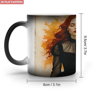 Modern Home Dining Room Table Mug Frosted Black 11oz <b>Ceramic</b> Heat Sensitive Magic <b>Cup</b> - Product Image 1