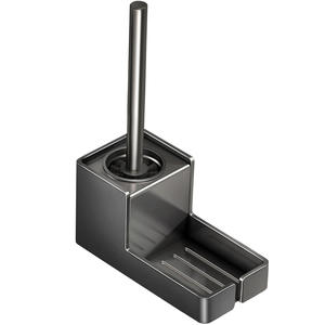 Support de brosse de toilette minimaliste rectangulaire, couleur gris fusil, à fixer au mur, facile à nettoyer, outil de nettoyage pour toilettes - Product Image 1