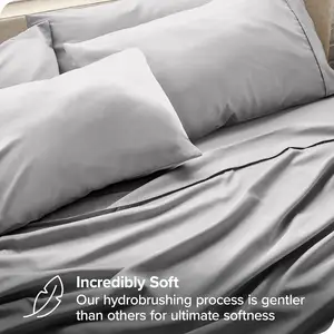 Lençol de microfibra escovado macio de poliéster conjunto de lençóis de cama 4 peças