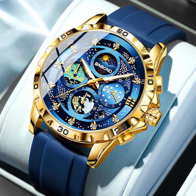 Men's Quartz Pointer Dial Watch Cosmic Stars Sea FashionMultifunctional Sports Luminous Waterproof