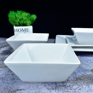 Juegos de vajilla de cerámica blanca cuadrada clásica, juegos de vajilla de lujo para fiesta de boda, restaurante, personalizado, popular, venta al por mayor, 16 Uds. - Product Image 3
