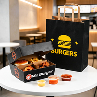 Cajas de Papel para Comida Rápida Biodegradables y Ecológicas con Logotipo Impreso Personalizado, para Hamburguesas, Papas Fritas y Pollo Frito, con Relieve