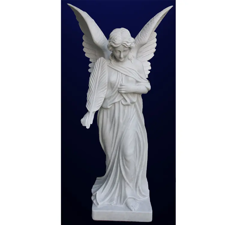 White Marble Statue Angel White Marble Angels Statue Life Size Hand Carved Garden Decor
