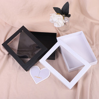 Boîtes d'affichage cosmétiques pour ongles en matériau recyclé Papier cadeau en carton blanc Fermeture magnétique pour fenêtre en PVC transparent Doublure en éponge