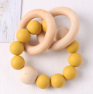 YDS bebé dentición juguete silicona y madera bebé dentición Anillo Para <span class=keywords><strong>Boca</strong></span> explorar mordedores - Product Image 3