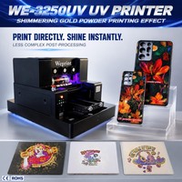 Imprimante UV à plat brevetée pour poudre d'or, pour étuis de téléphone de luxe, étiquettes en cristal, tout-en-un, machine UV 2-en-1, livraison mondiale