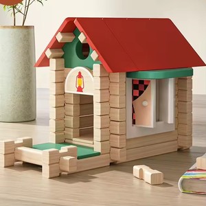Intelligent Wood Construction <b>Set</b> Mortise Tenon <b>Building</b> <b>Blocks</b> DIY Wooden Home <b>Block</b> - Product Image 2