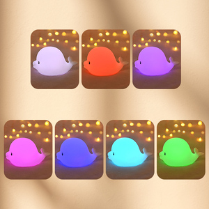 Đa màu sắc dễ thương Đồ chơi mềm cá heo USB Nursery nightlight động vật đèn trẻ em cảm ứng nhỏ trang trí dễ thương Silicone Đêm ánh sáng - Product Image 1