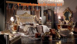 Lo último en diseños de muebles de dormitorio de tallado de madera clásica de lujo de estilo barroco real italiano - Product Image 2