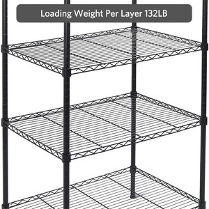 5 Tier kim loại lưu trữ Chrome giá kệ nhà bếp đựng thức ăn tiện ích Kệ hiển thị có thể điều chỉnh dây Chrome kệ - Product Image 6