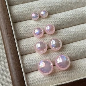 Boucles <span class=keywords><strong>d</strong></span>'oreilles clous en perles Mochi inspirées de la sirène rose, en cuivre léger, chic, <span class=keywords><strong>d</strong></span>élicates, pour l'été, élégance haut de gamme pour <span class=keywords><strong>femme</strong></span> - Product Image 1