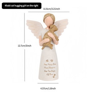 Statue décorative en résine Uionen Ange, tenant un chat et un chien, souvenir commémoratif pour animaux de compagnie, cadeau de condoléances pour la perte d'un animal, décoration de bureau à domicile - Product Image 6