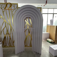 Backdrop Pernikahan Lengkung Berlapis-lapis JINDA, Bingkai Putih Berongga untuk Dekorasi Pesta Ulang Tahun dan Pernikahan