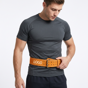 Ceinture de musculation unisexe en cuir de vachette avec boucle, logo personnalisé, soutien dorsal pour haltérophilie, antidérapante, réglable, sécurité fitness - Product Image 1