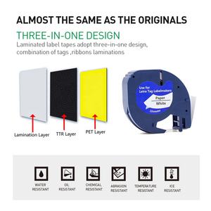 Cinta adhesiva térmica de plástico para impresora <span class=keywords><strong>Dymo</strong></span>, Cartucho de etiquetas de 12mm, Compatible con 91201, negra y blanca - Product Image 2