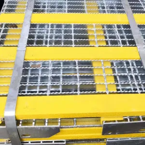 Hot Dip Galvanized Stair Tread with Slip Resistant Nosing Yellow Abrasive Nosing