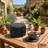 Sous-verres classiques écologiques en pierre naturelle ronde de 5 mm d'épaisseur et de 4 pouces, résistants à la chaleur, pour thé, café, sushi - Vente en gros