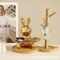 Coloré En Céramique Lapin Boîte De Rangement Écologique Animal Statue pour La Maison Salon Décor Lapin Ornement Placage Sculpture Plateau