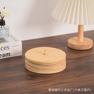 Posavasos redondo de bambú, tapete aislante del calor para vajilla de cocina, tapa para taza, color sólido - Product Image 3