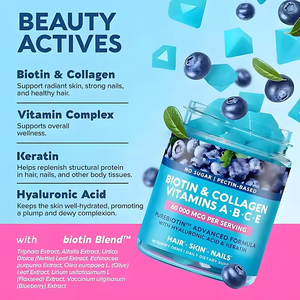 Produits de beauté de haute qualité personnalisables, gommes à la biotine avec collagène, multivitamines pour l'éclat de la peau, la force des cheveux, la santé des ongles - Product Image 3
