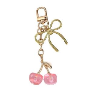 Cherry 3D Fruit Bow Simulation Lightweight Zinc Alloy Keychain Car <b>Key</b> <b>Chain</b> Bag Pendant Accessories Purse Charm - Product Image 2