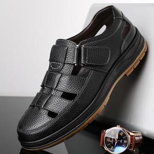 Scarpe estive da <span class=keywords><strong>uomo</strong></span> in pelle Casual con foro cavo <span class=keywords><strong>sandali</strong></span> da lavoro di grandi dimensioni 45 e 46 <span class=keywords><strong>sandali</strong></span> in pelle - Product Image 6