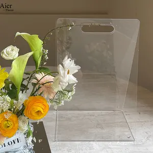 Aierflorist जुलाई नई डिजाइन 20*15*30CM थोक रचनात्मक एक्रिलिक फूल गुलदस्ता संभाल बैग