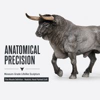 Figurine de taureau réaliste en PVC et résine, 13,5 cm de long, 9 cm de haut, 4,5 cm de largeur des cornes, modèle animal, statue de bétail pour la décoration de la maison