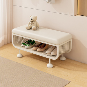 Sgabello Portascarpe in Metallo per Ingresso <span class=keywords><strong>con</strong></span> Vano Portaoggetti, Design Lussuoso per Corridoio e Entrata - Product Image 2