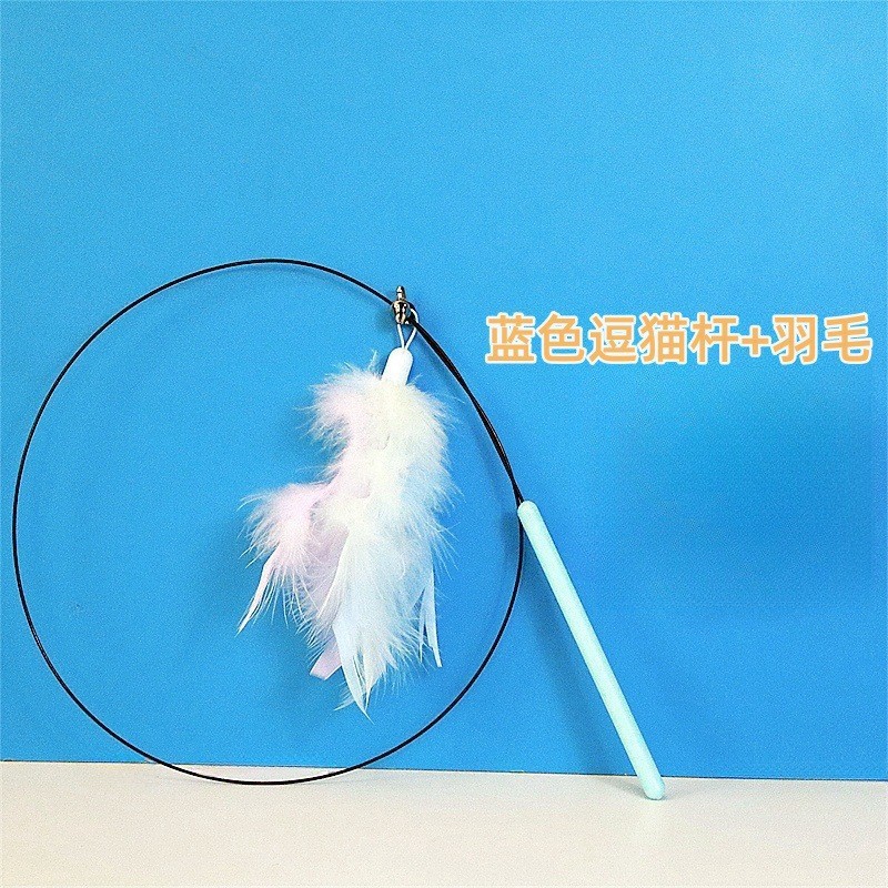 Blue long-handled cat toy