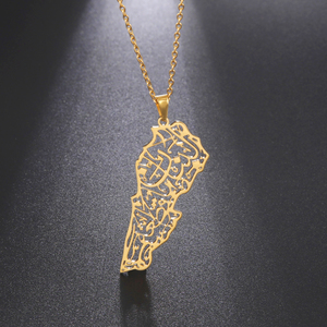 Libanon-Karte Anhänger Halskette Landkarte Libanon Edelstahl-Halsketten für Frauen Schmuck Geschenk Großhandel - Product Image 3