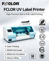 Impresora de Etiquetas a Color FCOLOR Roll to Roll A3 Mini para Impresión de Etiquetas de Botellas de Cerveza, Alimentos y Agua