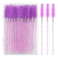 50 pièces/boîte brosse à cils jetable bâton de cristal pinceau de maquillage bâton de maquillage cils brosse en Nylon