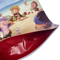 Op maat bedrukte cartoon aluminiumfolie stand-up pouch met hersluitbare ziplock, mylar voedselverpakking van plastic voor snoep en snacks