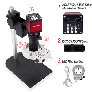Digital HDMI VGA Industrial microscopio <span class=keywords><strong>c</strong></span>ámara de vídeo microscopio conjuntos HD 13MP <span class=keywords><strong>60F</strong></span>/S + 130X <span class=keywords><strong>C</strong></span> montaje de la lente - Product Image 2