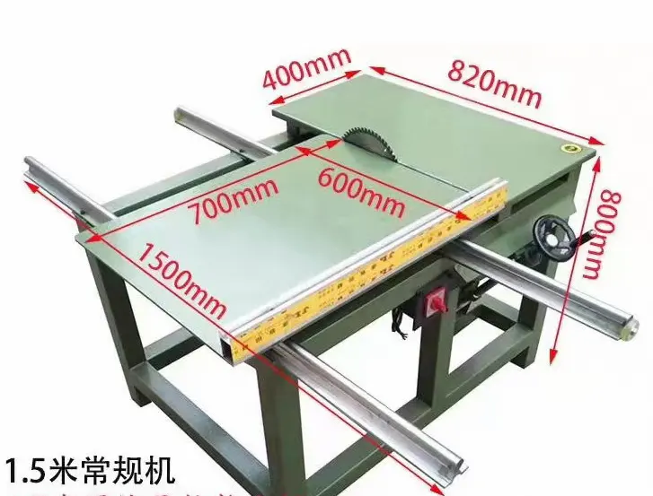 Table de scie à glissière en bois coulissante à panneau poussoir de précision portable pour le travail du bois