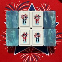 Ubin Mahjong Akrilik Bertema Patriotik AS untuk Perayaan Ulang Tahun ke-250, 160 buah, Merah Putih Biru, Mahjong Amerika untuk Pesta & Hadiah 4 Juli