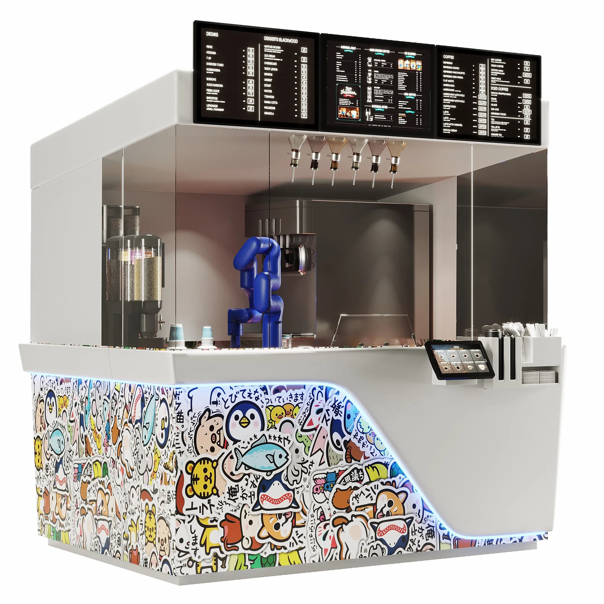 LEDbow distributore automatico di Robot con braccio meccanico produce robot da caffè per gelato Xbot cafe