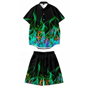 China Casual Summer <strong>Men</strong> Collar Short Sleeve <strong>Shirt</strong> Shorts 2 Piece Beach Printed <strong>Shirt</strong> and Pants - Product Image 2